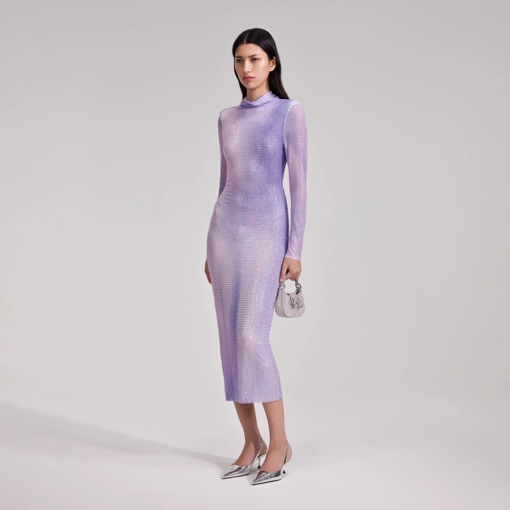 LILAC CONTOUR PRINT MAXI DRESS